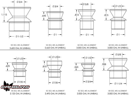 Camburg 1" RHT Heim Kit (FK JM heim, 5/8" ID spacers, 1.75" thread bung, jam nut) CAM-040071-625